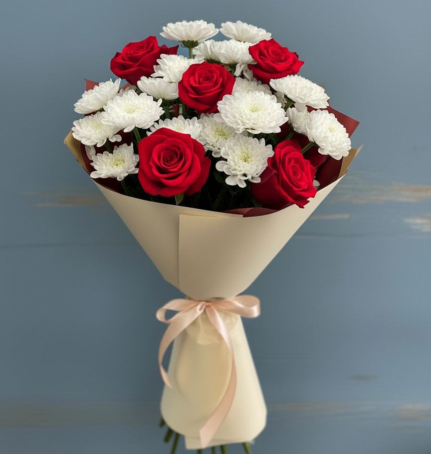 Букет цветов из: Розы и Хризантемы в Горячеводском