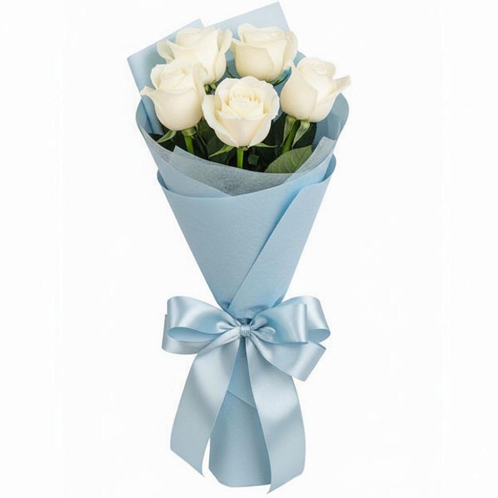 Букет 5 Белых роз Проуд в Горячеводском
