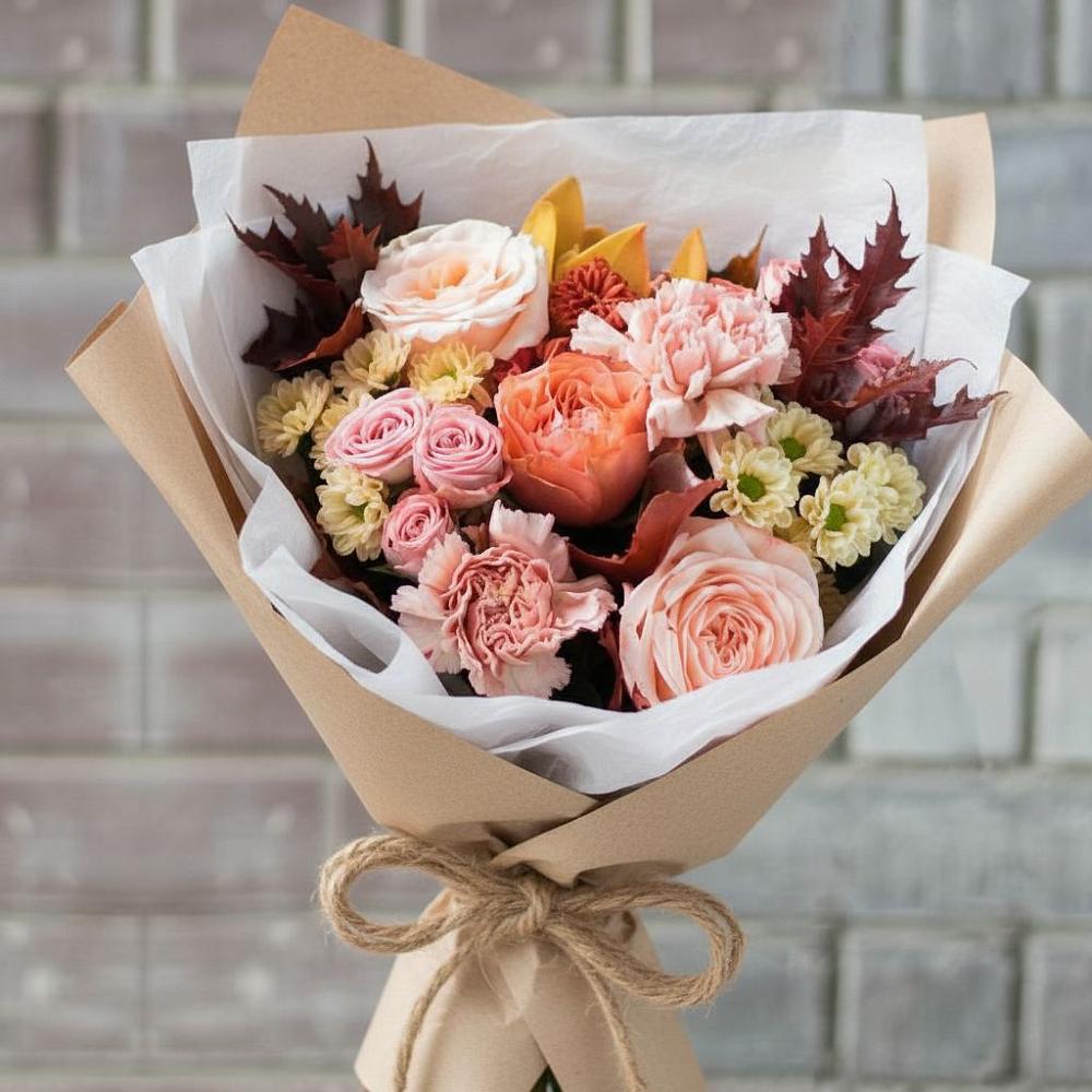 Букет цветов из: Гвоздики, Хризантемы и Розы в Горячеводском