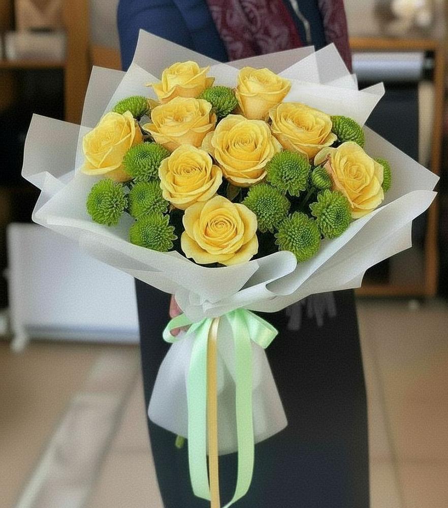 Букет цветов из: Хризантемы и Розы в Горячеводском