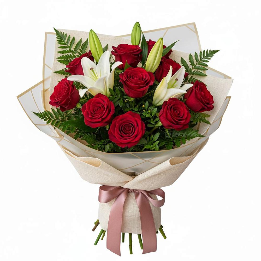 Букет цветов из: Лилии и Розы в Горячеводском