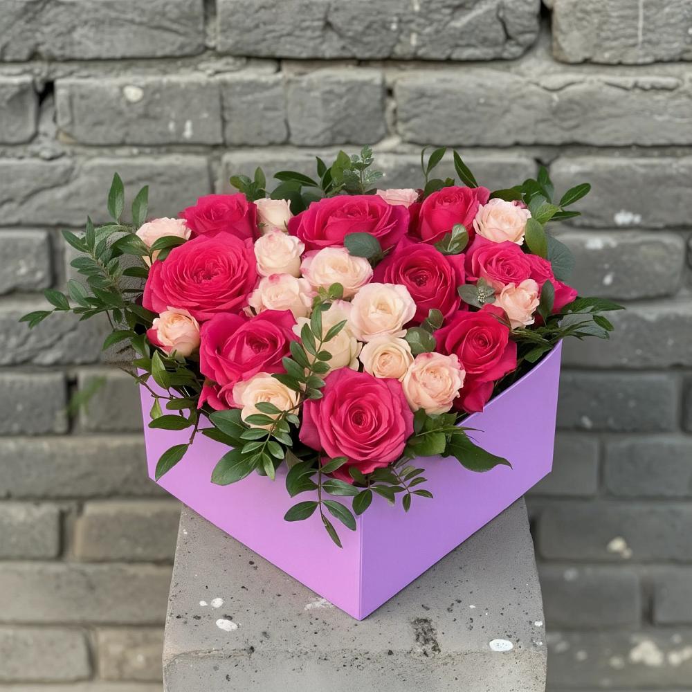 Цветочная композиция из Розы в коробке в Горячеводском