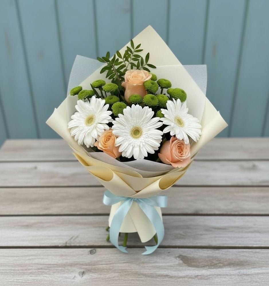 Букет цветов из: Герберы, Розы и Хризантемы в Горячеводском