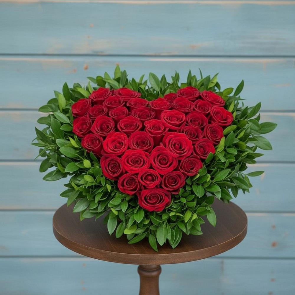 Цветочная композиция из Розы в виде сердца в Горячеводском