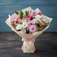 Букет цветов из:  Хризантемы, Альстромерии и Розы в Горячеводском