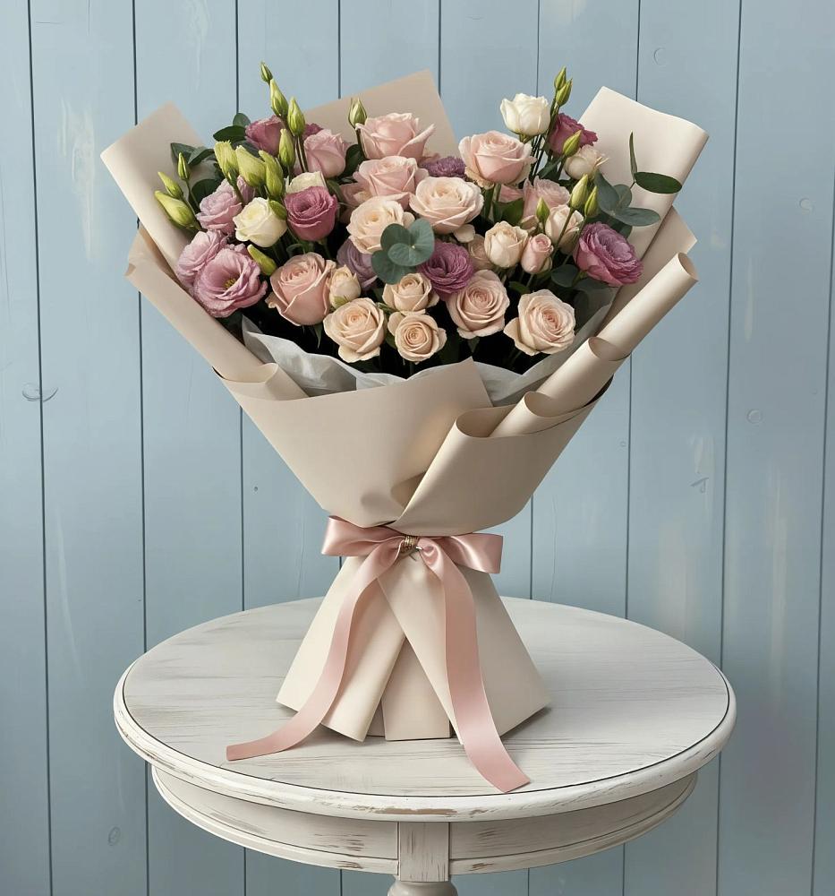 Букет цветов из: Розы и Лизиантусы в Горячеводском