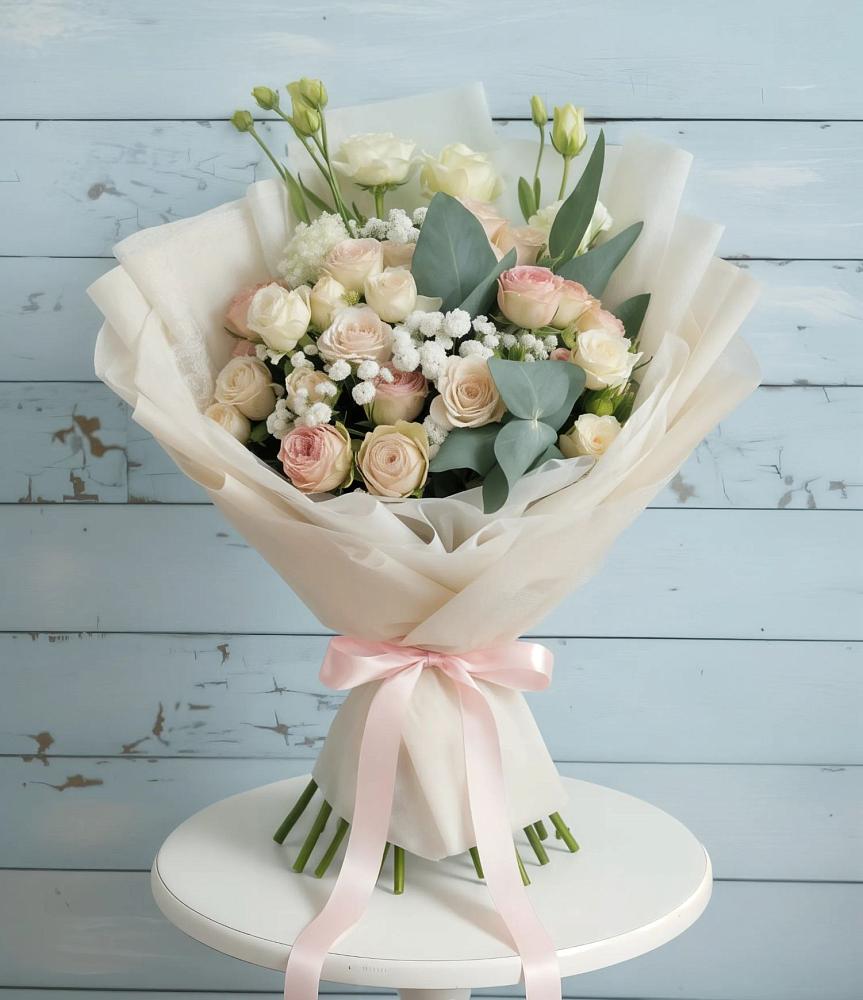 Букет цветов из: Розы и Лизиантусы в Горячеводском