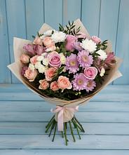 Букет цветов из:  Хризантемы, Розы и Альстромерии в Горячеводском