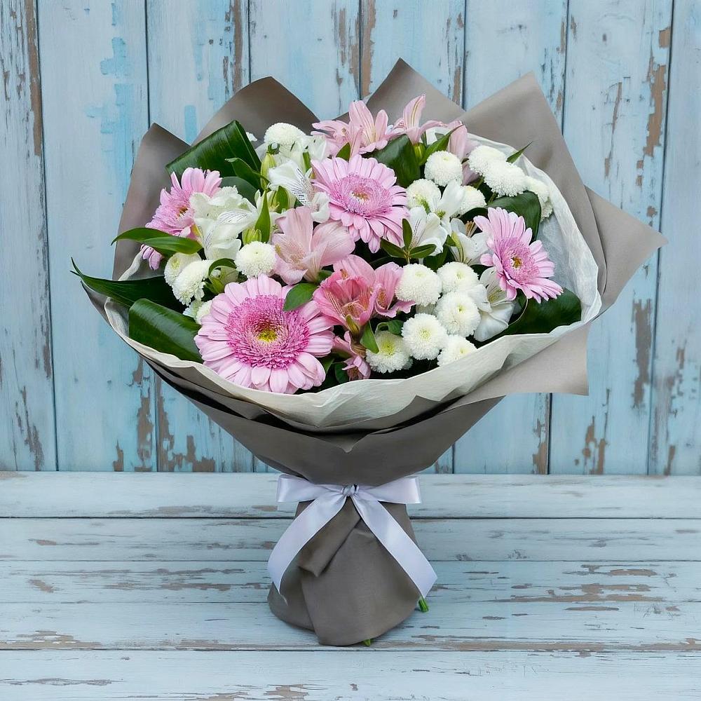 Букет цветов из: Герберы, Альстромерии и Хризантемы в Горячеводском