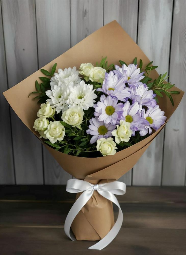 Букет цветов из: Хризантемы и Розы в Горячеводском