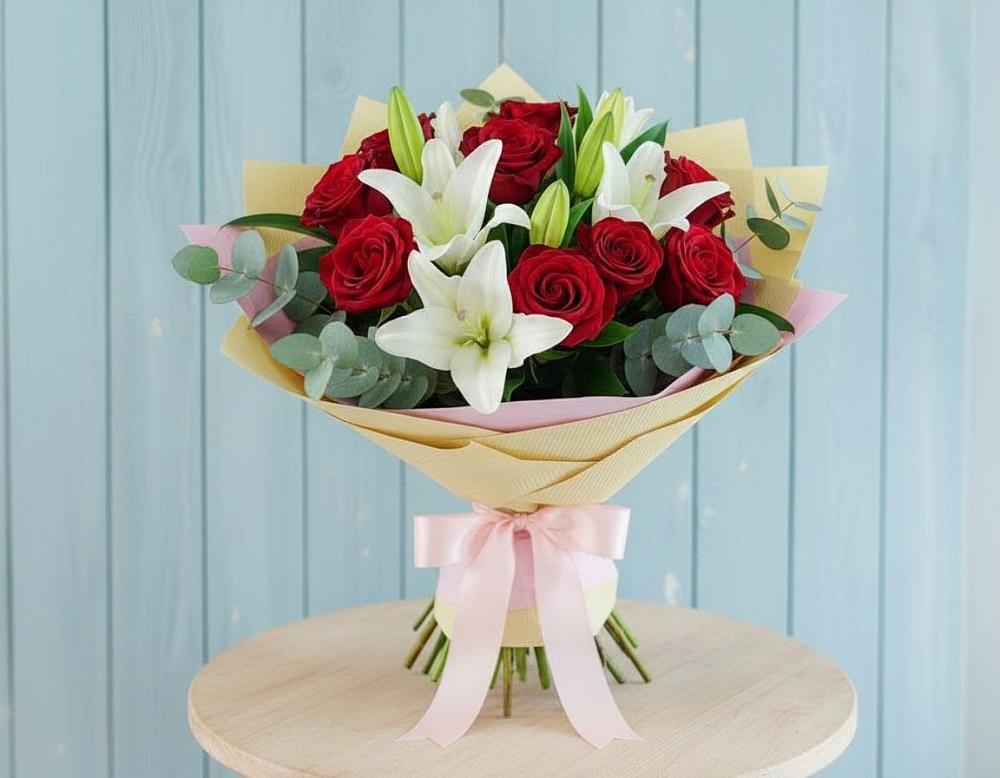 Букет цветов из: Лилии и Розы в Горячеводском